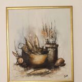 Swedish mid-century oil on canvas "Still Life Composition"