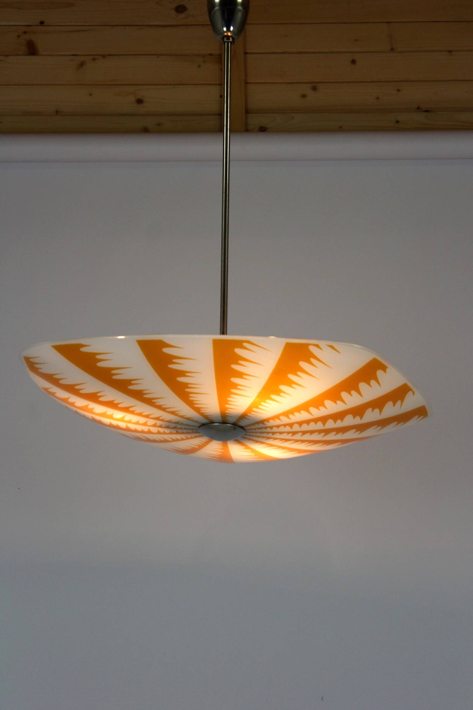 Mid-Century Czech Glass Pendant Lamps with Colorful Decor, 1970s, Set of 6