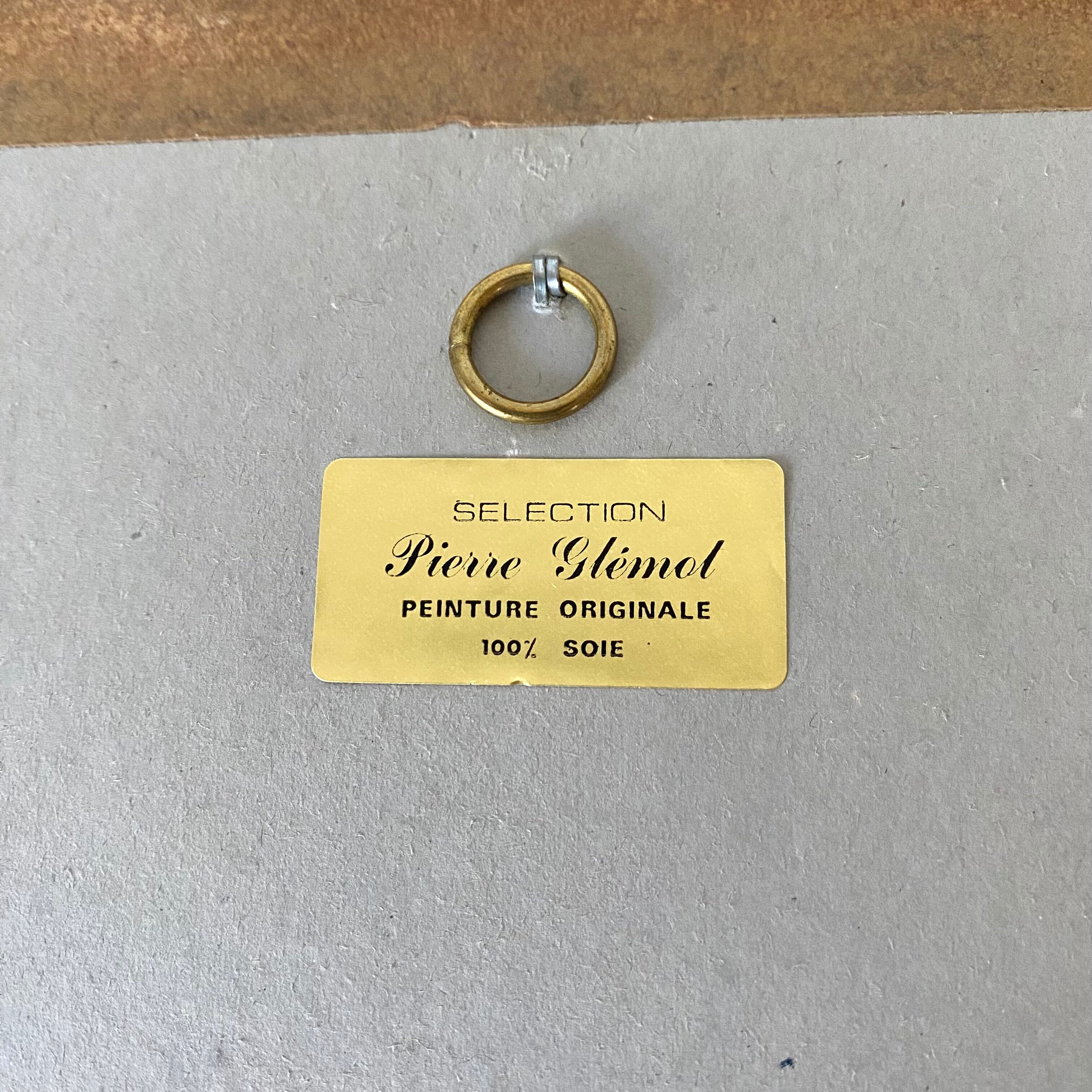 Painting on silk flowers gilded frame