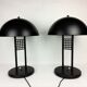 Pair of vintage table lamps, black lace-up metal 1980