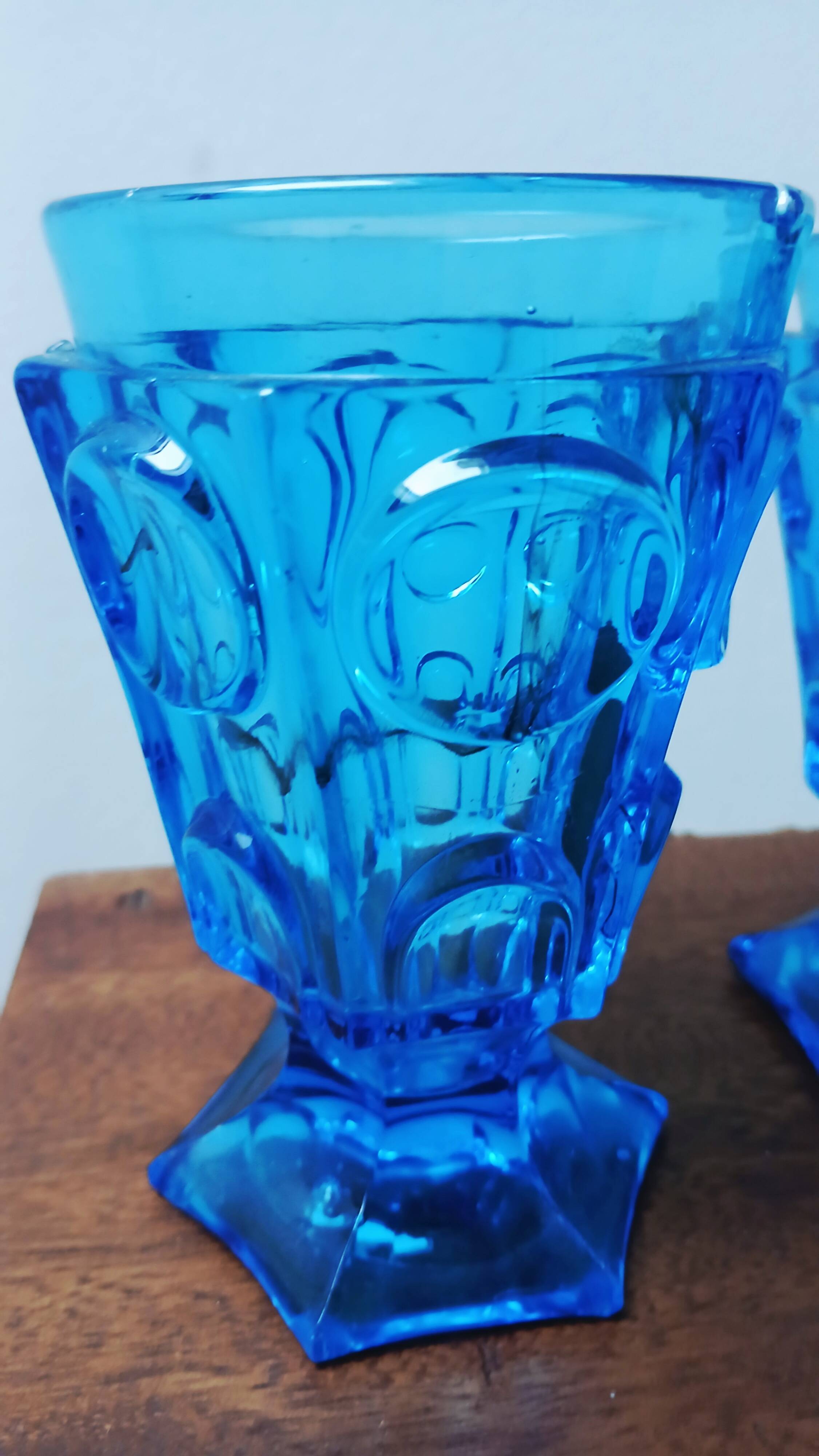 2 antique blue Charles X glasses