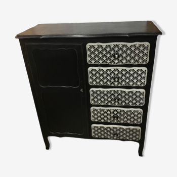 Commode armoire 1 porte 5 tiroirs