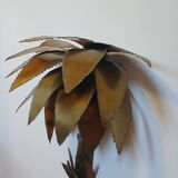 70's brutalist palm tree wall light in brass