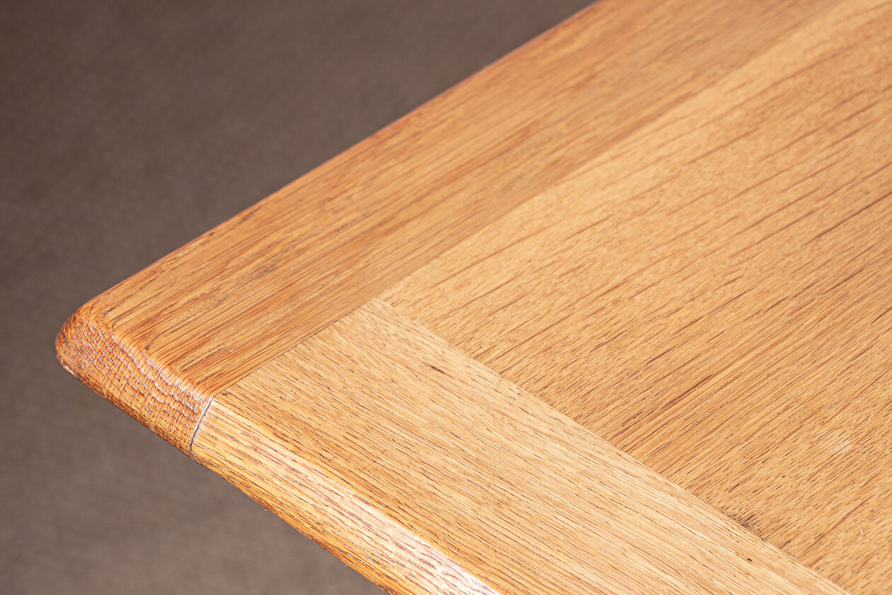 Large extendable dining table, 320 cm, in oak, Guillerme and Chambron.