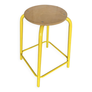 Tabouret industriel Ancien - jaune