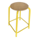 Vintage Industrial Stool Yellow Metal Tube + Wooden Seat