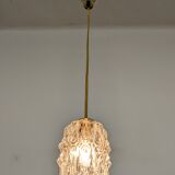 Vintage pendant lamp in molded glass and brass