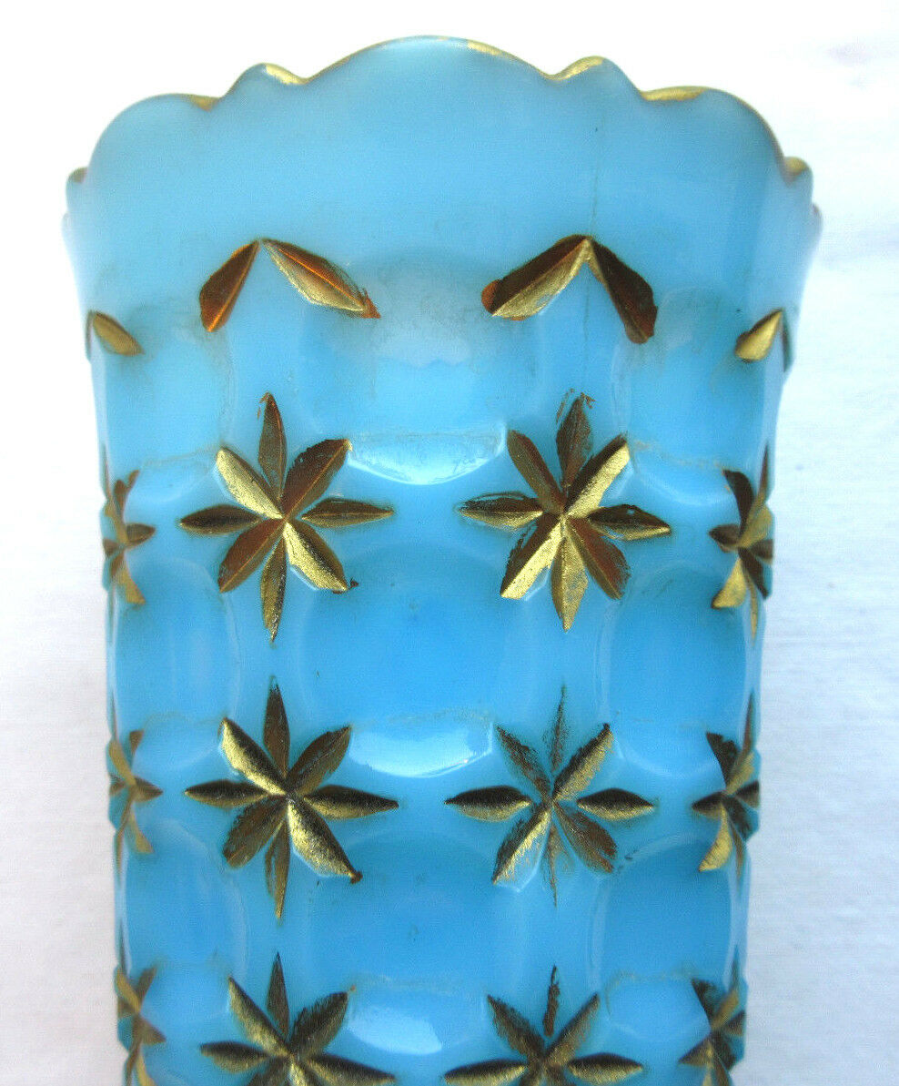 Church vase for offering to the Virgin, starry blue opaline Gold