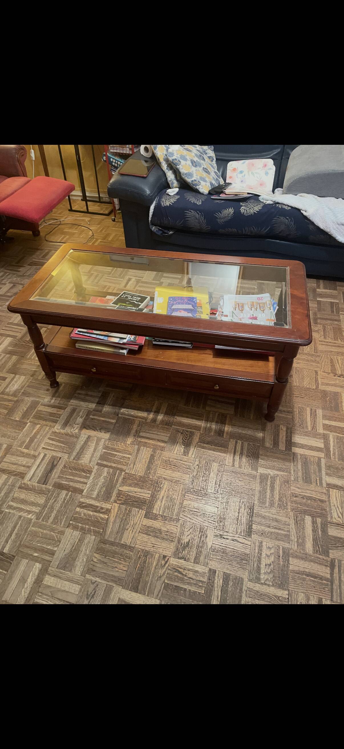 Wood and glass coffee table