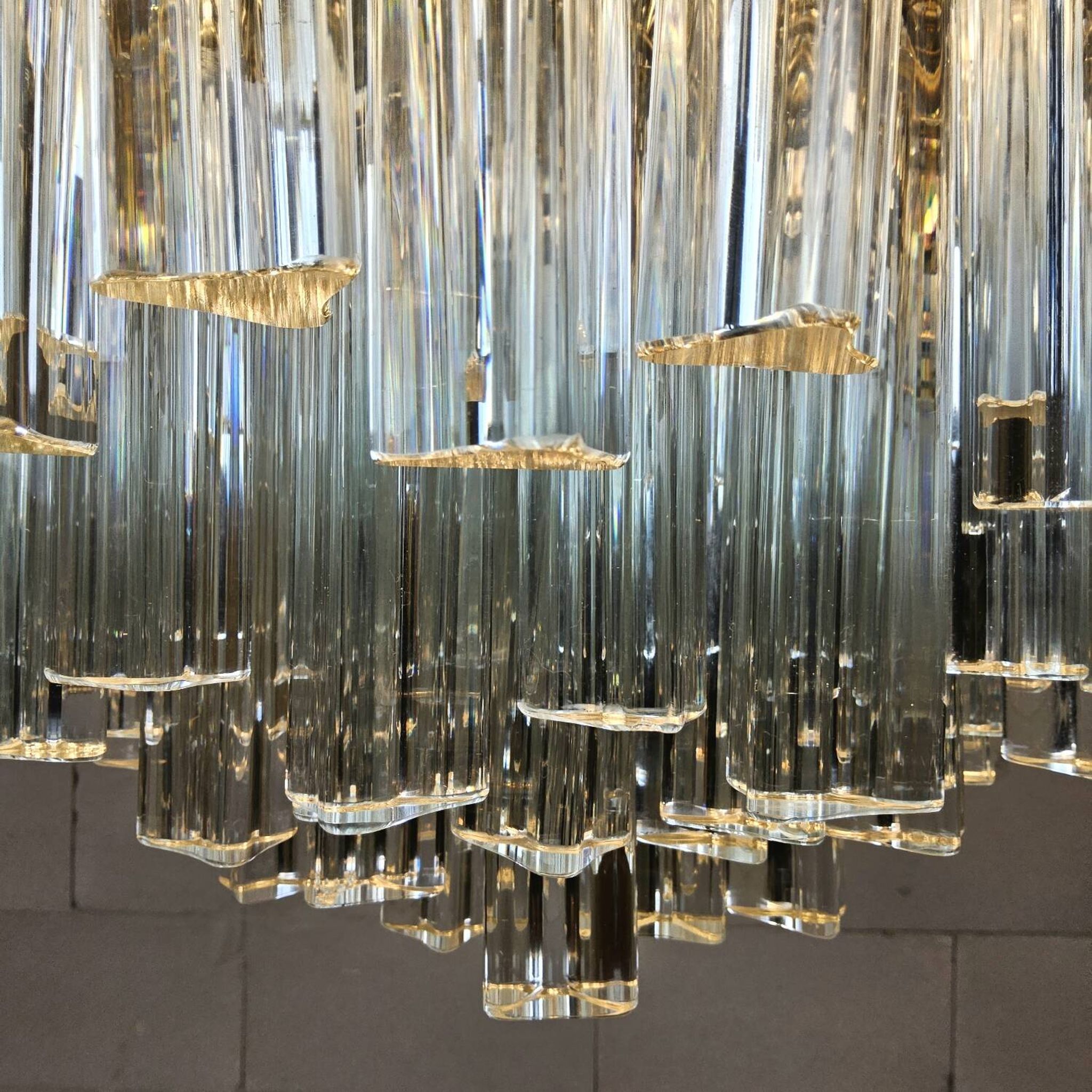Vintage Italian crystal chandelier Venini Triedi Murano (1960s)