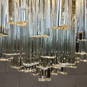 Vintage Italian crystal chandelier Venini Triedi Murano (1960s)