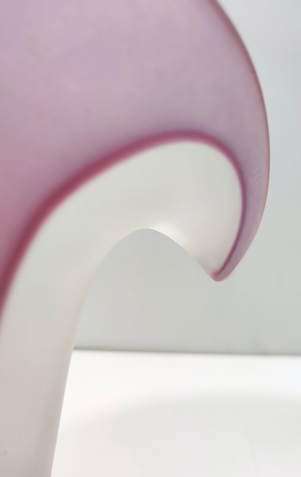 Stunning Double Color White and Pink Etched Murano Glass Vase, Italy, 1980s