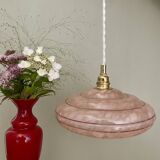 Vintage pink clichy glass lampshade pendant light