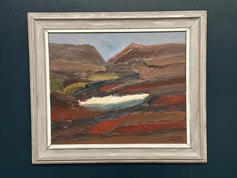 Original Swedish Oil on Panel – “Rustic Landscape” by Thage Carlson – Signed – Vintage & Framed – 72 × 61 cm (28.3" × 24")