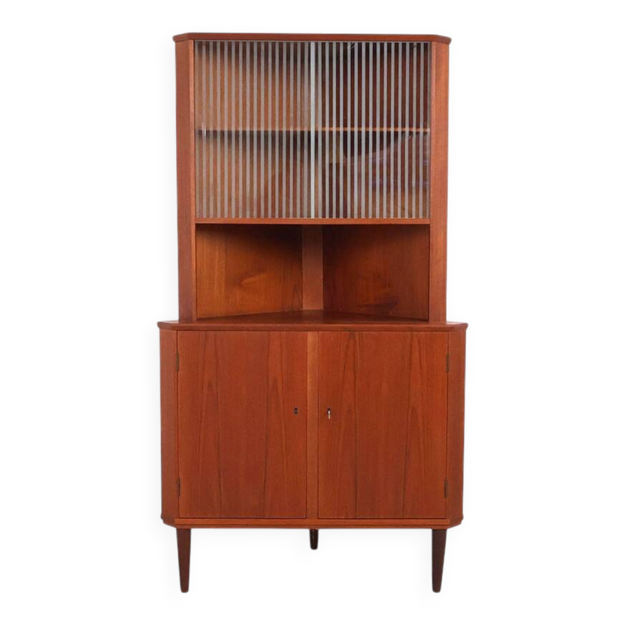 Vintage Danish teak corner cabinet with display case, 1960s