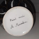 Small vintage vase - leaf decoration - signed "A Mourlon"