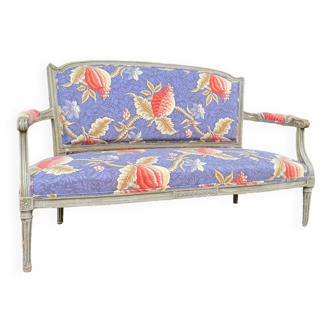 Louis xvi style grey lacquered wood sofa 19th century