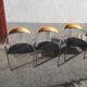 Set de 3 chaises vintage tissu bleu