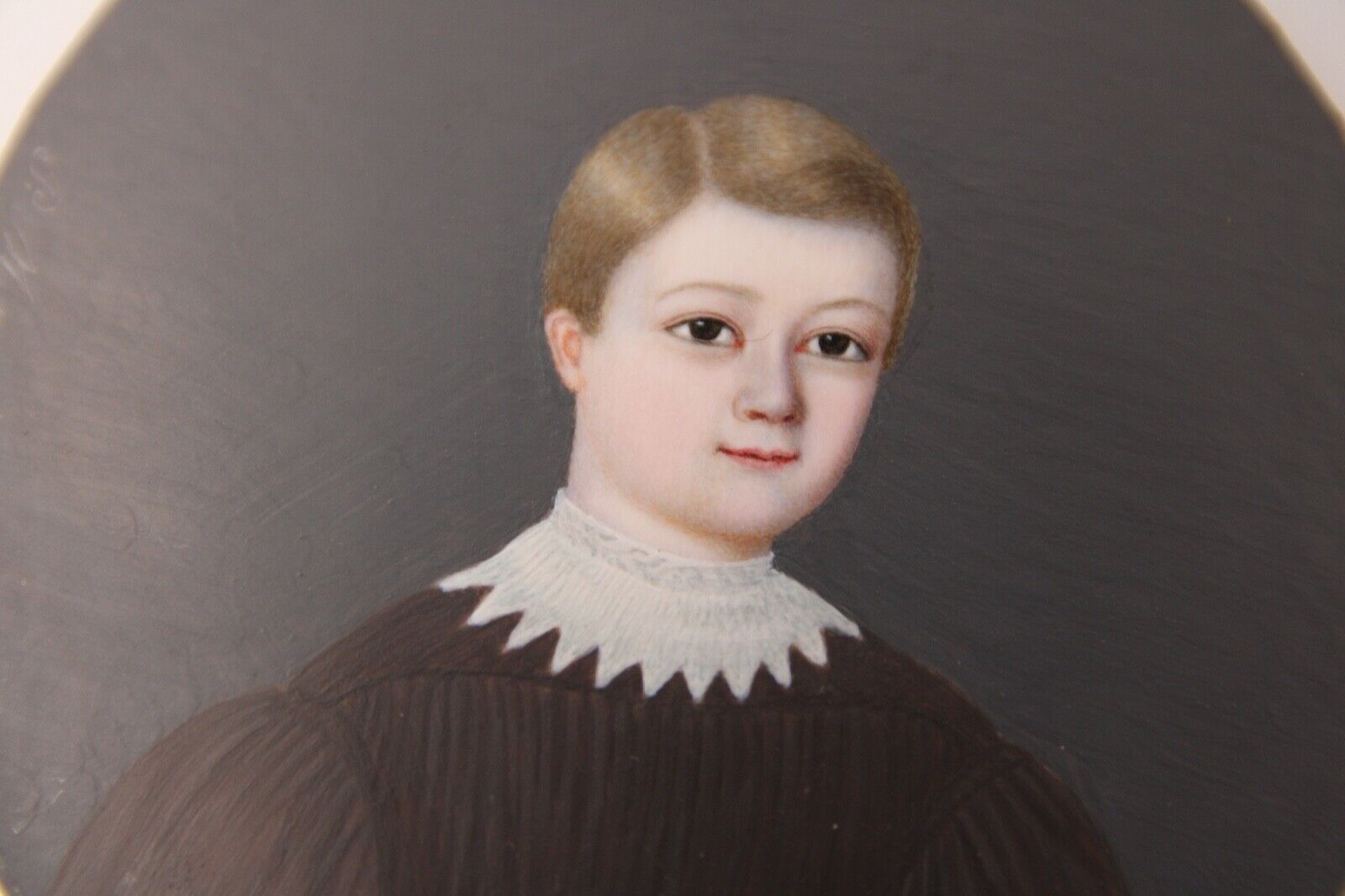 Miniature by p martin young child charles martin 1836 blackened frame