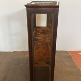 Old mahogany wood wall display case with brass gallery