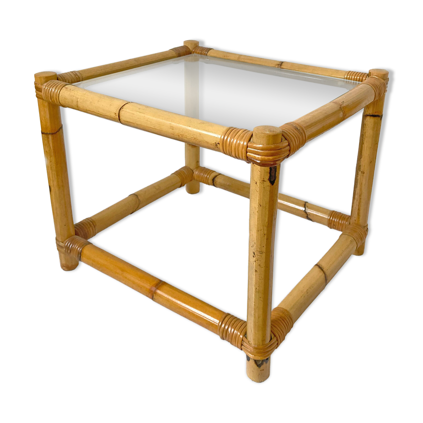 Vintage Italian Bamboo Coffee Table: MCM Boho Tiki Cane, 1960s