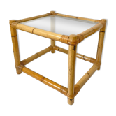 Table basse en bambou italienne vintage : MCM Boho Tiki en canne, années 1960