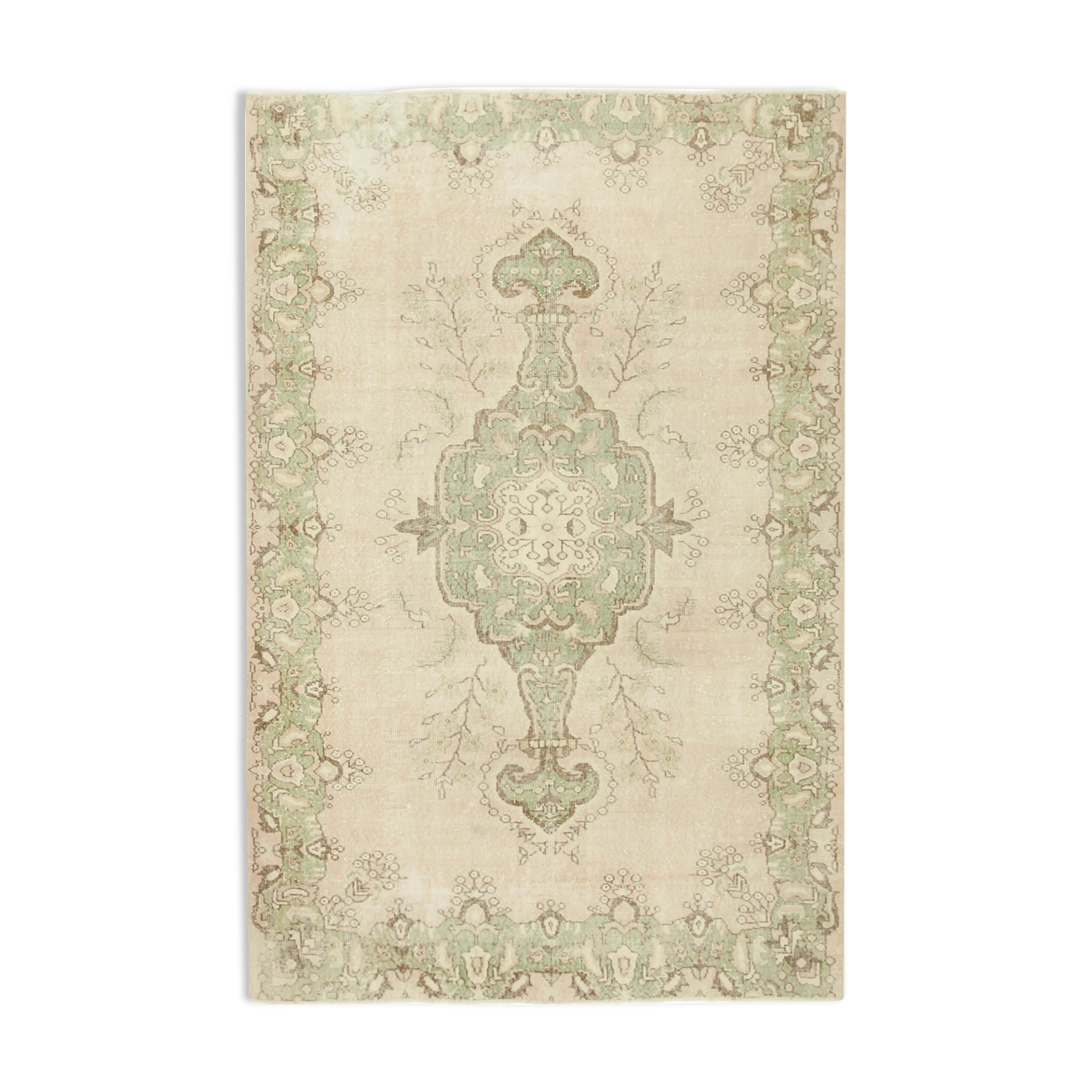 Handwoven Distressed Anatolian Beige Carpet 190 cm x 286 cm