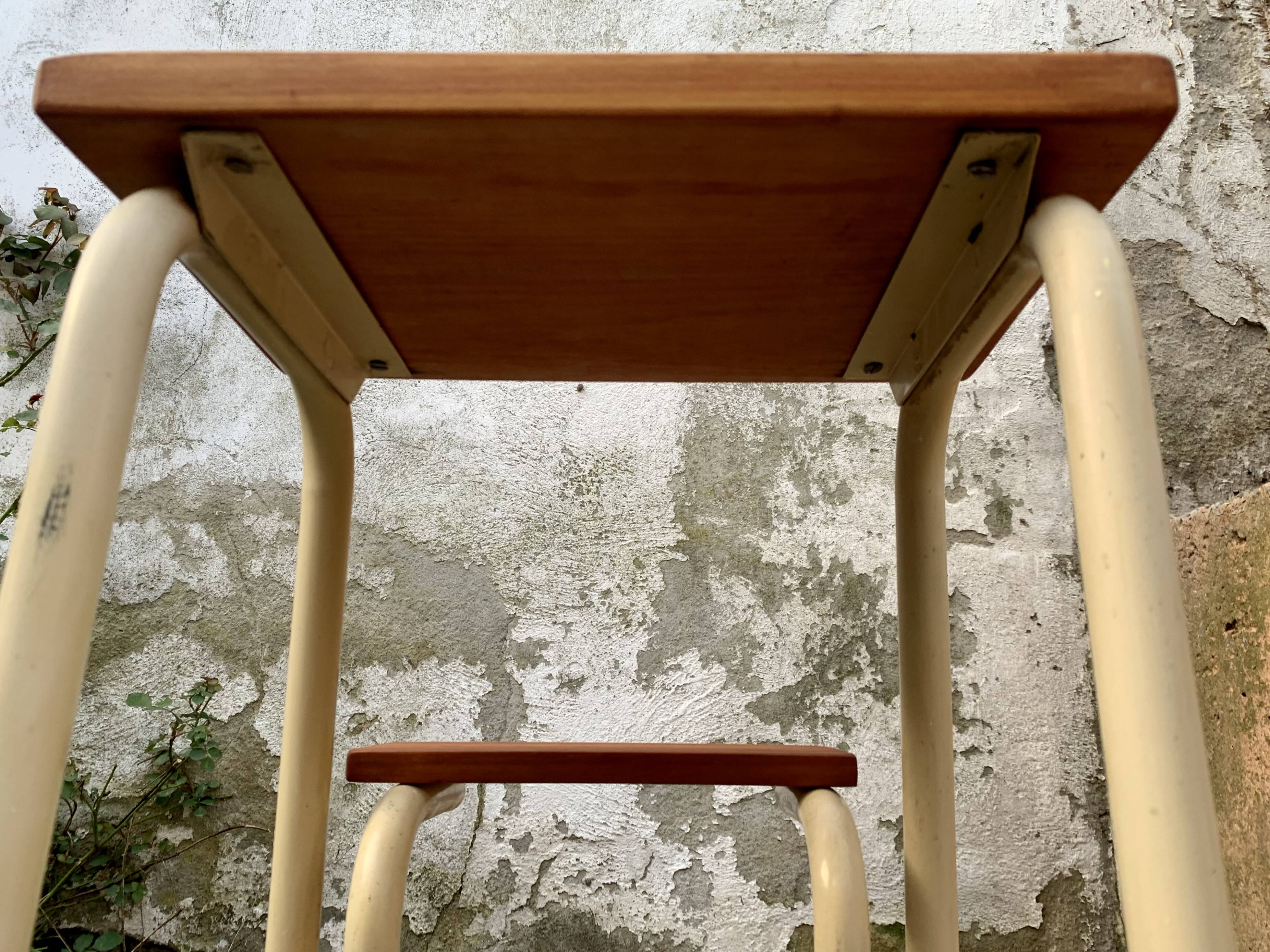 Vintage step stool in wood and steel