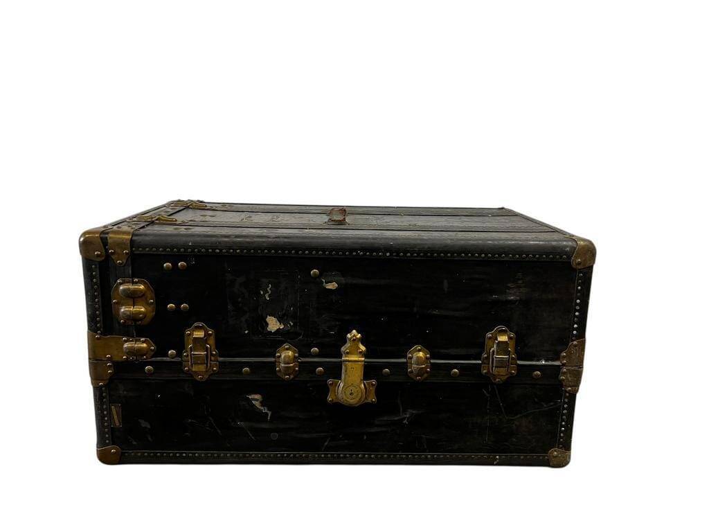 Antique XL Clothes Trunk / Paris Travel Hall Trunk