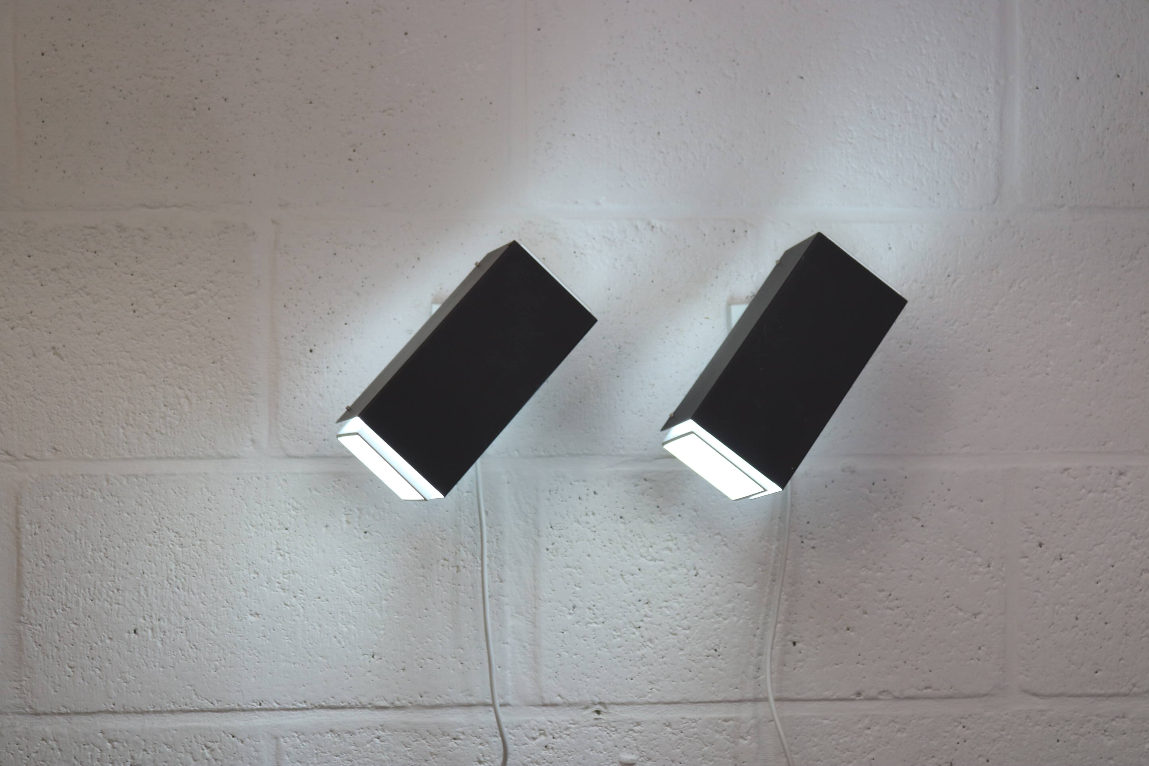 Pair of grey and white wall sconces by Preben Dahl for H. F. Belysning, 1960s