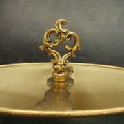 Louis XV style lamp from Lucien GAU - green lampshade with crackle effect metal.
