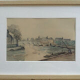 The Seine in Paris. Watercolour by Henri NOIZEUX (1871-?).