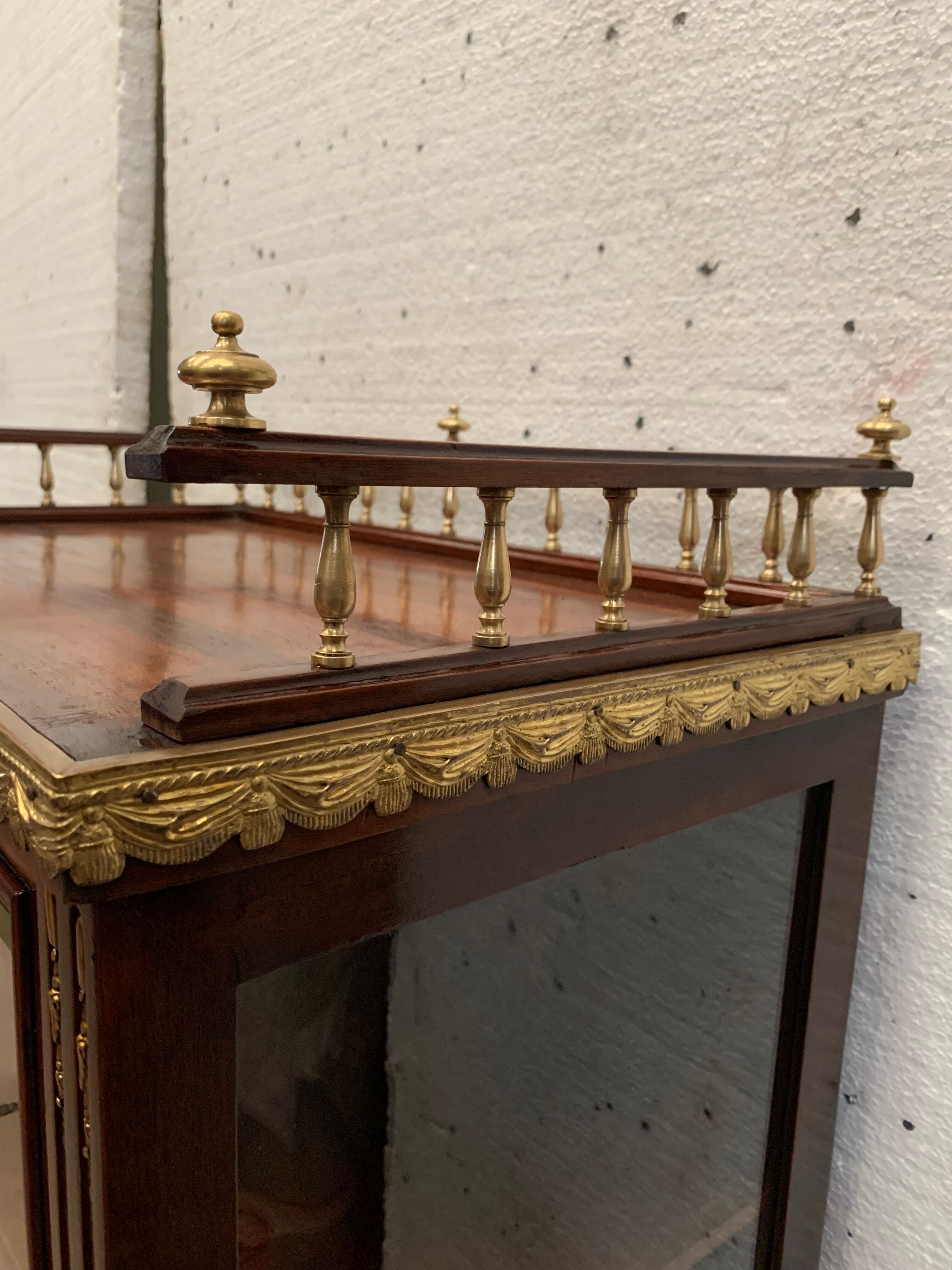 Napoleon III louis XVI style mahogany window and nineteenth century bronze gallery