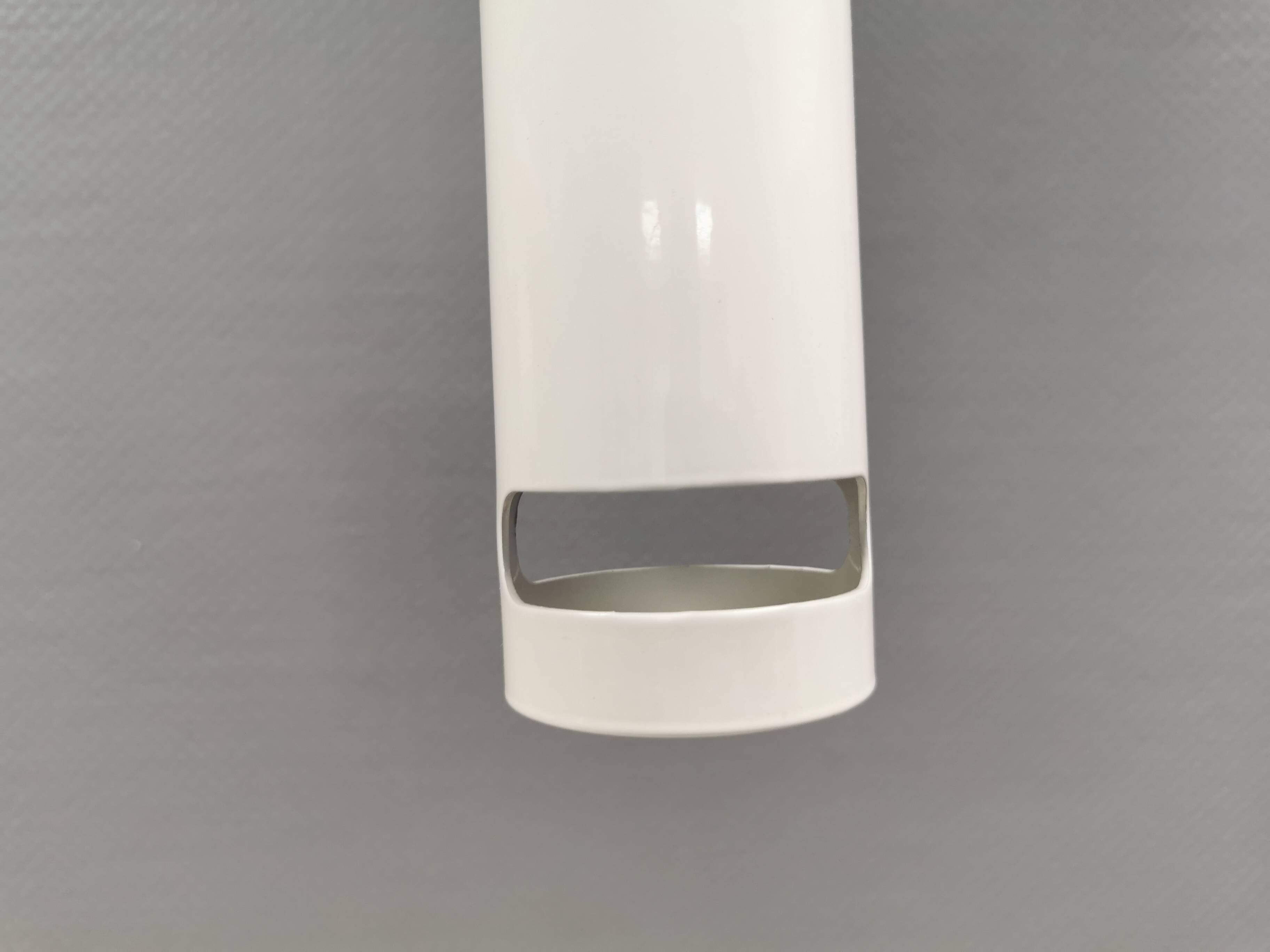 Two small cylindrical hanging lamps in white powder-coated 1980s