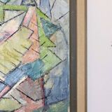 Original Swedish Mid-Century Oil on Canvas" Cubist Composition" by K. Thomsen - Vintage and Framed