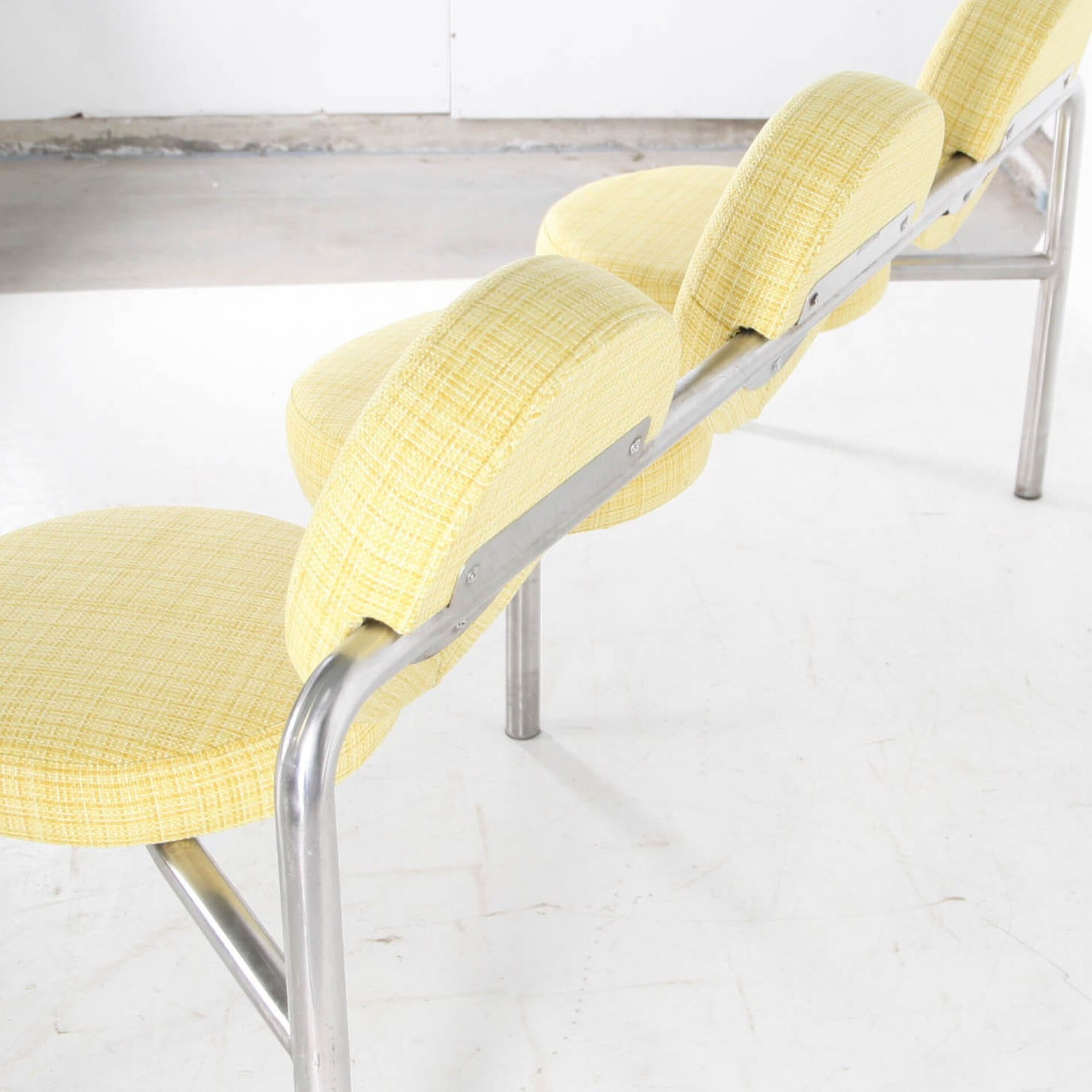 Chrome and fabric bench