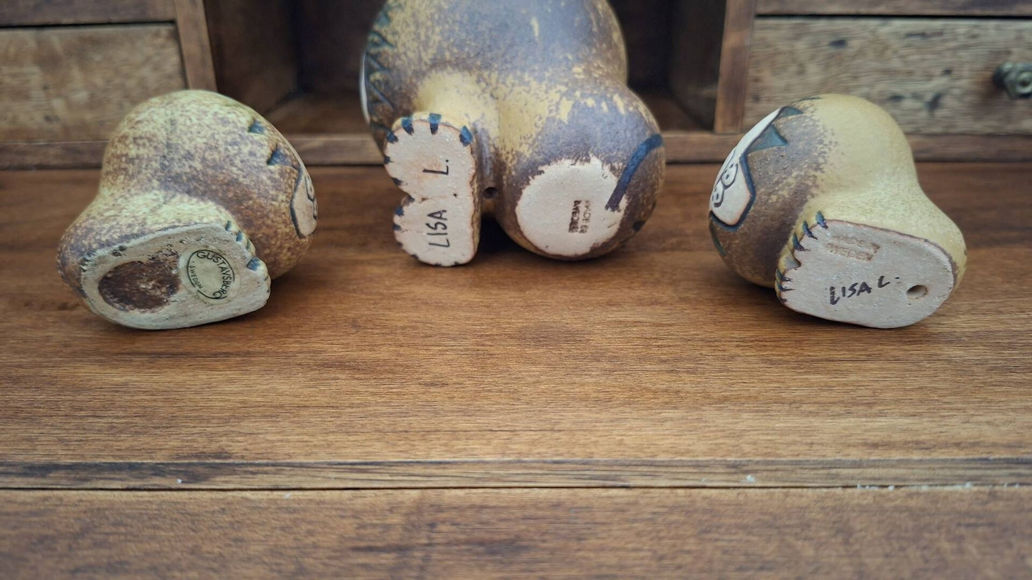 Set of 3 ceramic lions by Lisa Larson/Gustavsberg.