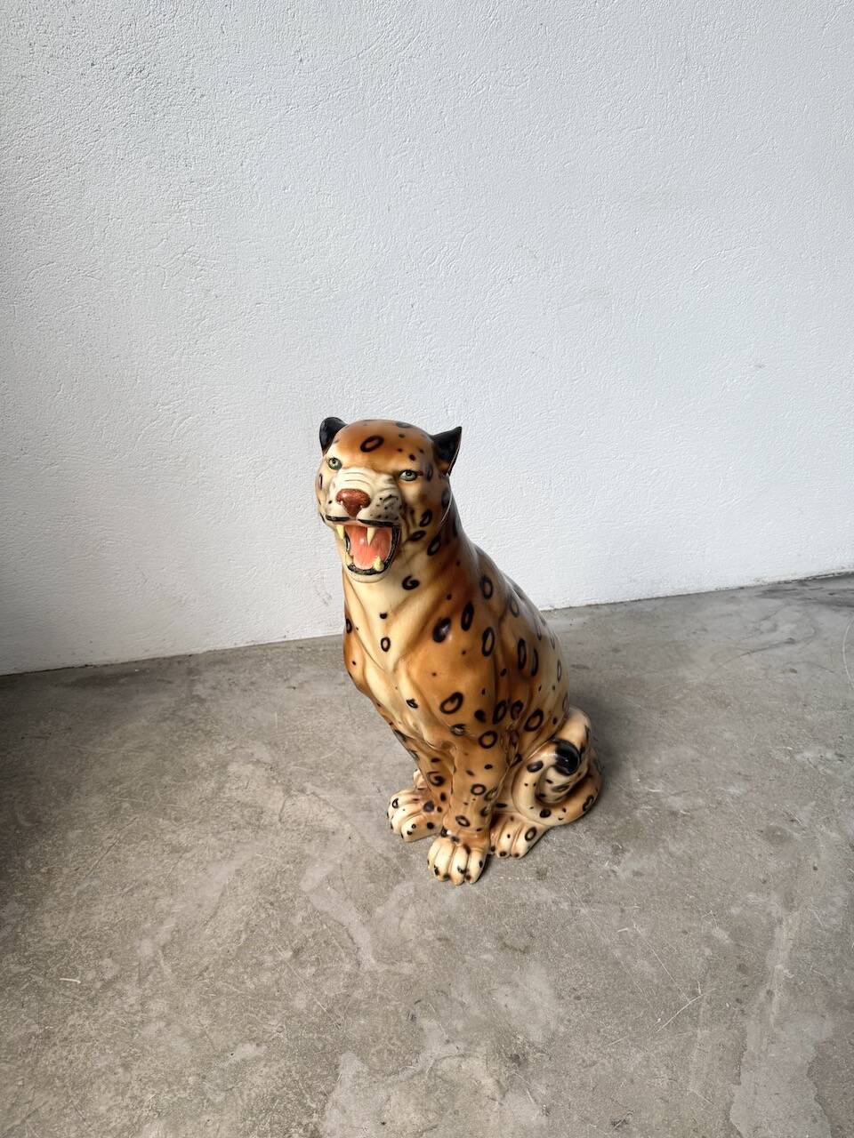 XL Italian ceramic leopard sculpture statue 1970