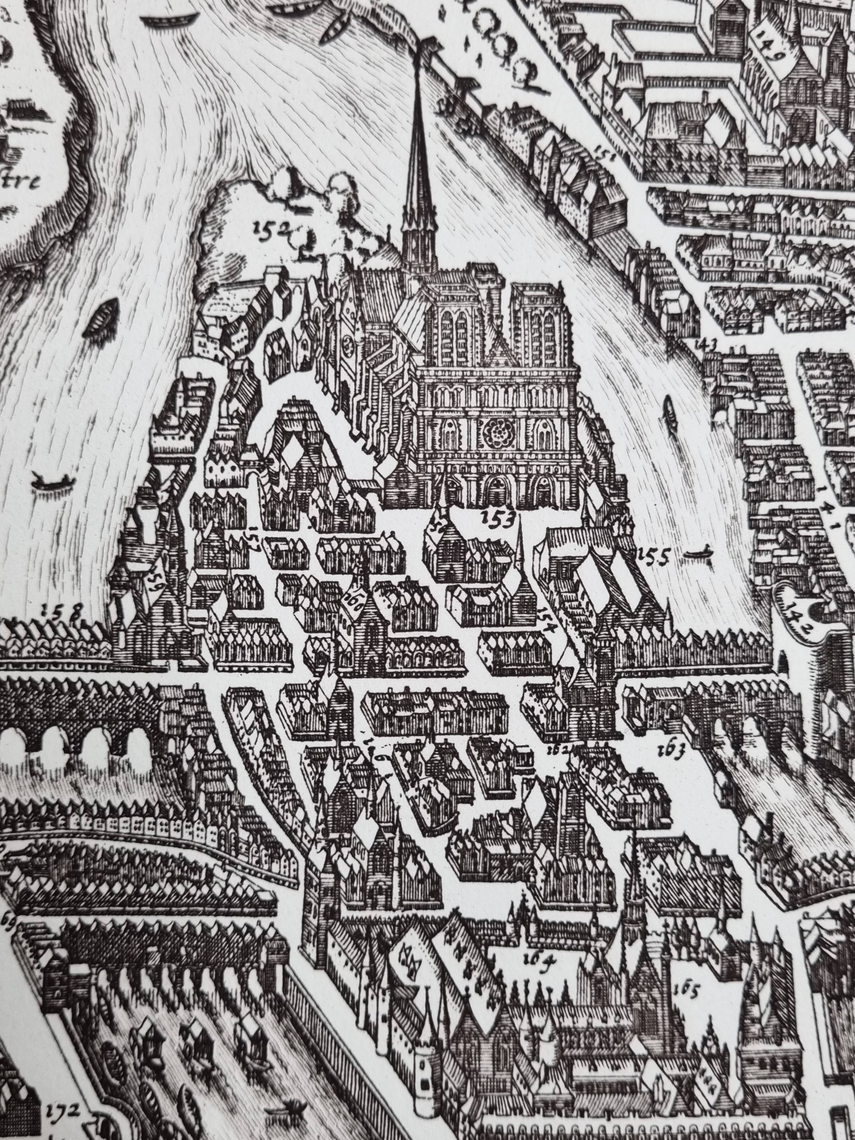 Vintage reproduction, Lutetia Parisiorum Urbis, 1618, after Sebastian Munster, 105 x 73 cm