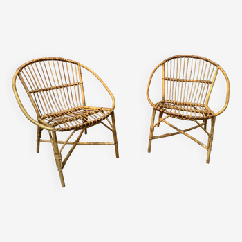 Pair of rattan armchairs