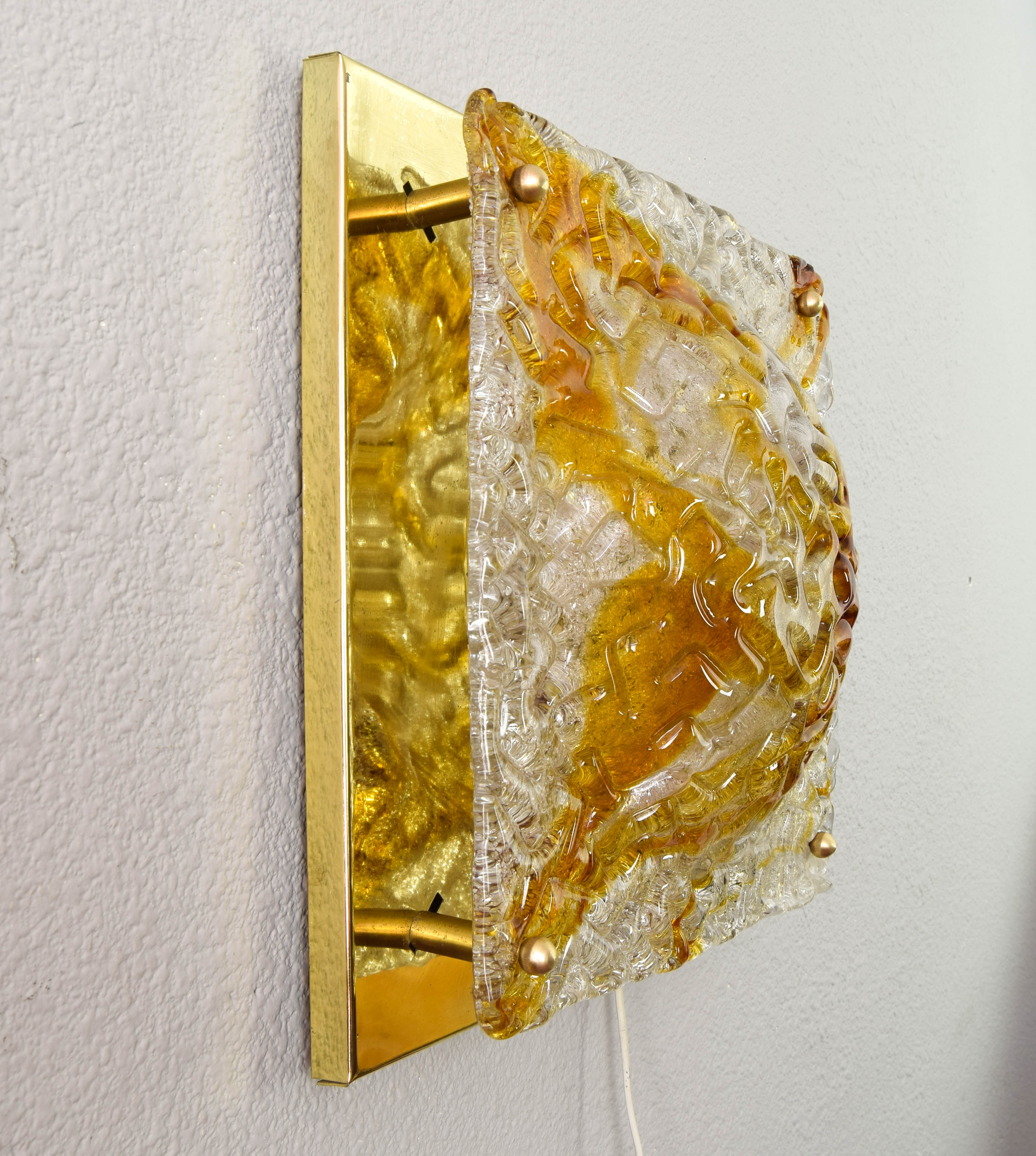 Mazzega Murano glass and brass wall lamp from the 60s