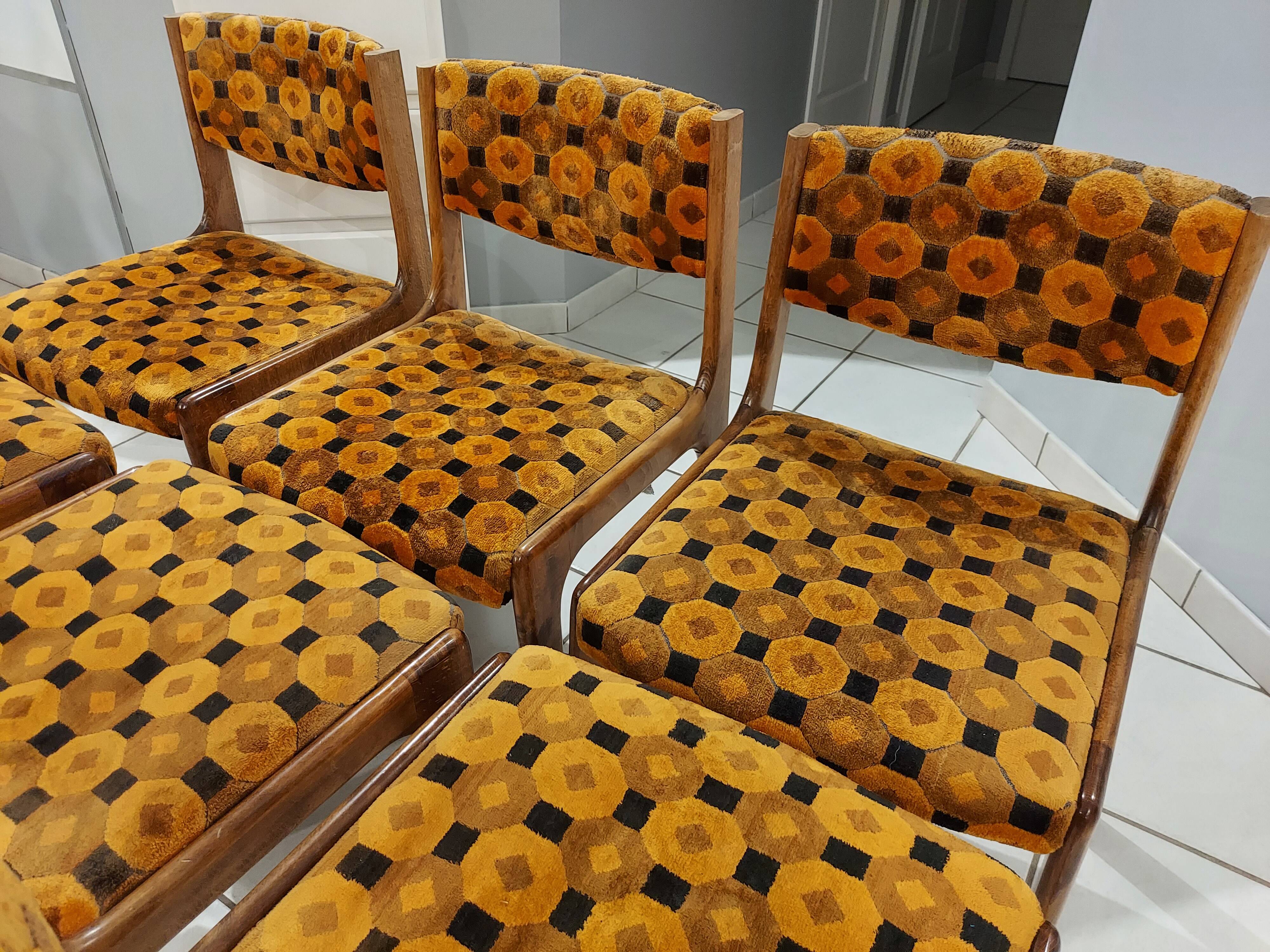 Suite de 6 chaises Baumann vintage années 1970