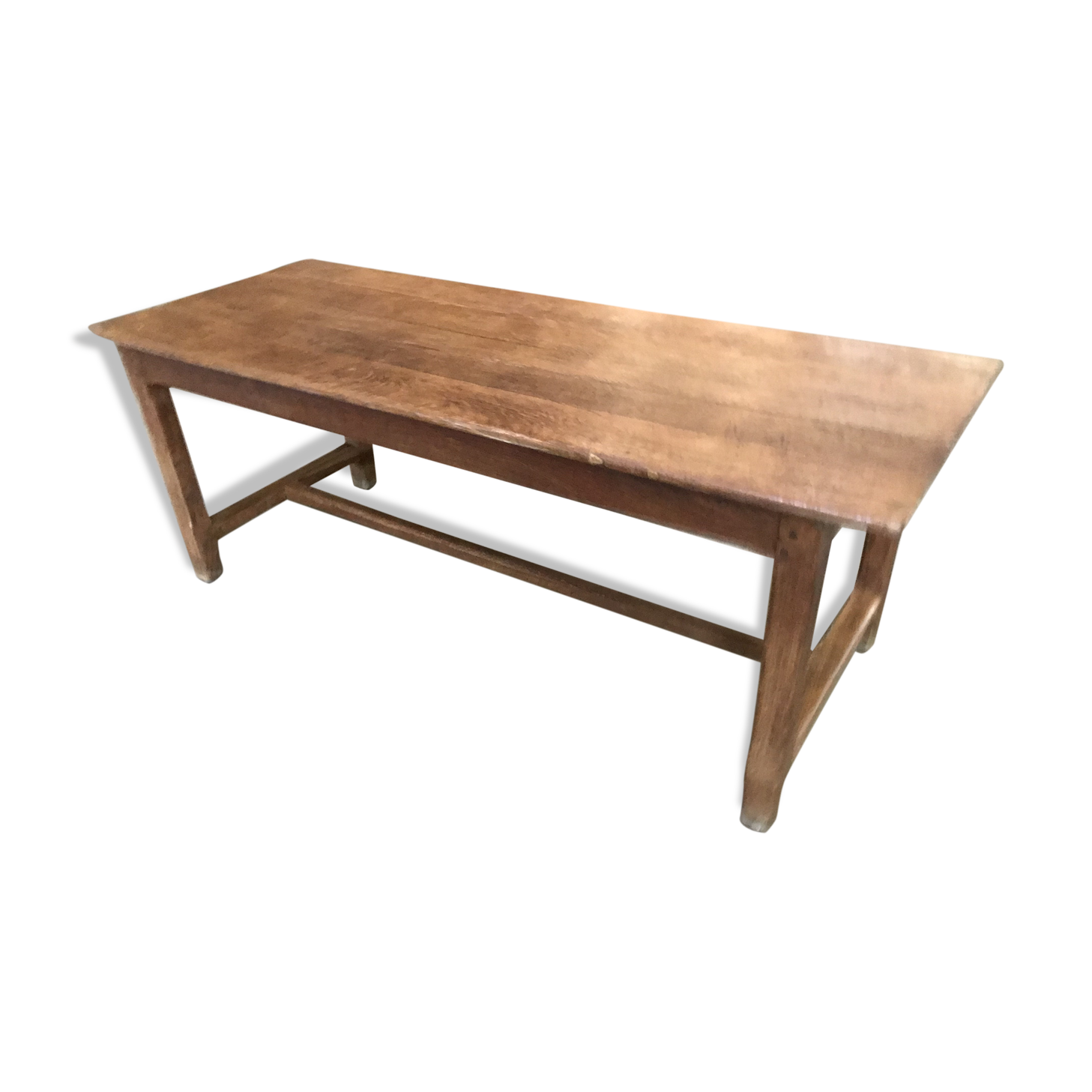 Old oak farm table in crisscross