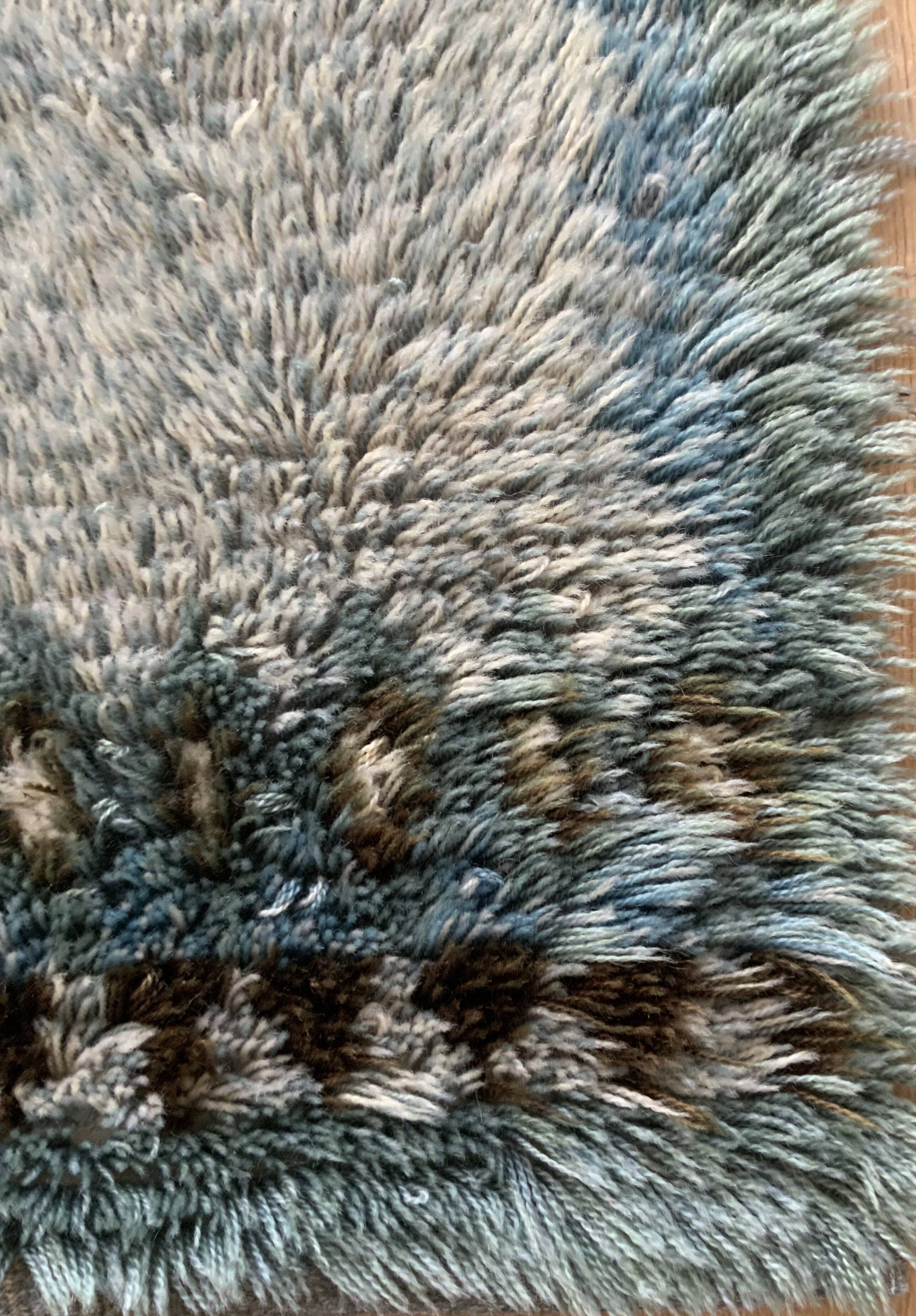 Tapis Rya vintage en laine suédoise, tissé à la main et signé S.L., années 1960