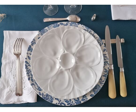 6 oyster plates white porcelain Pillivuyt
