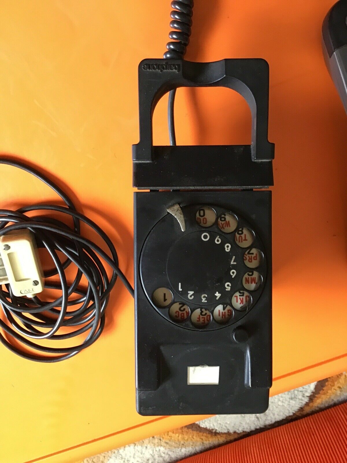 Fixed telephone barphone b 801 vintage has grey black turntable dial 1980