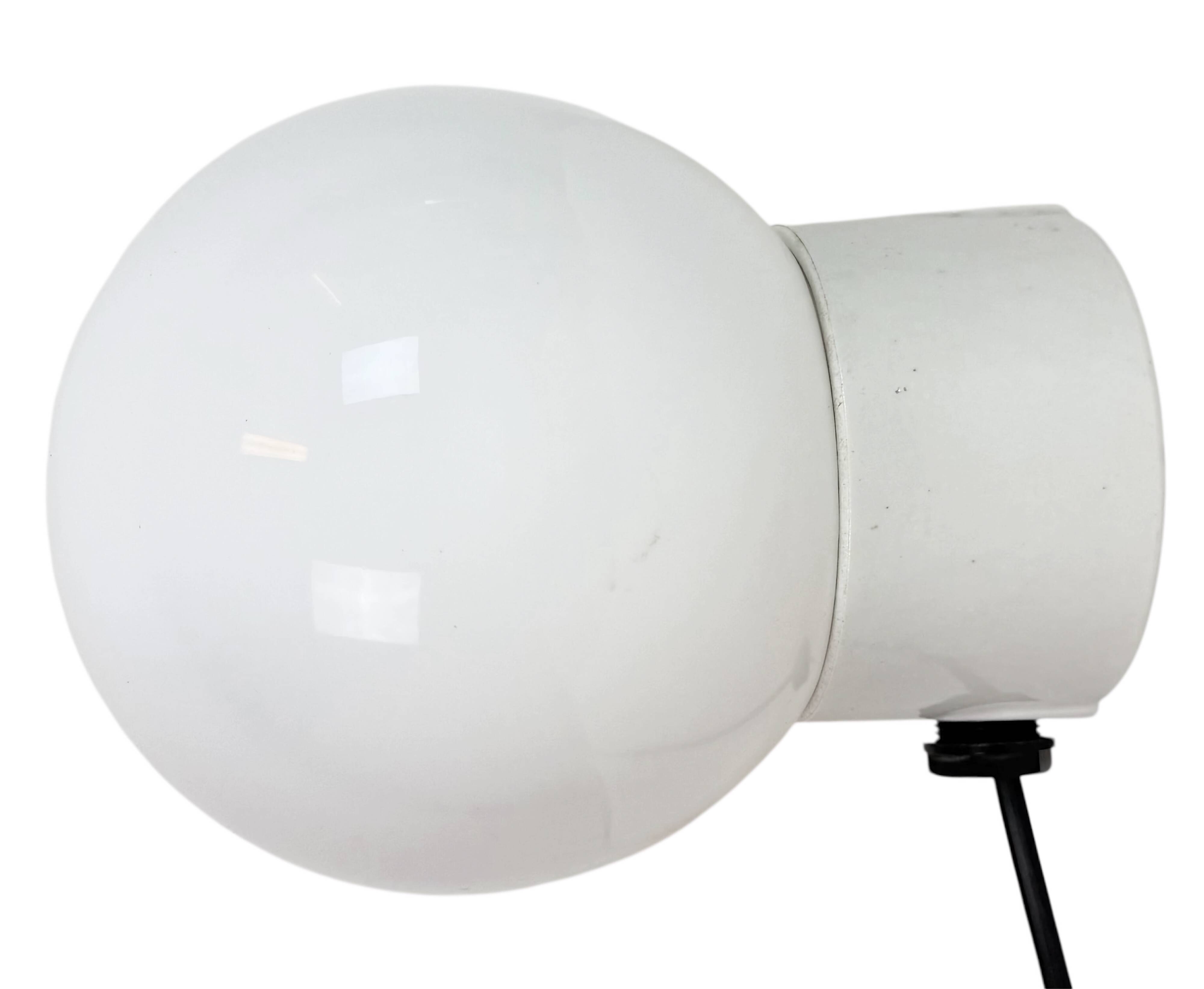 Vintage White Porcelain Wall Light with Milk Glass, 1960s