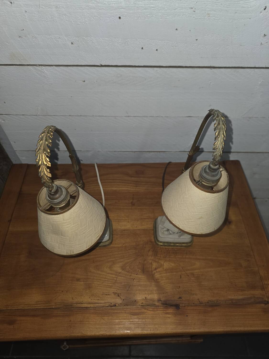 Pair of Louis XVI style bedside lamps, late 19th century