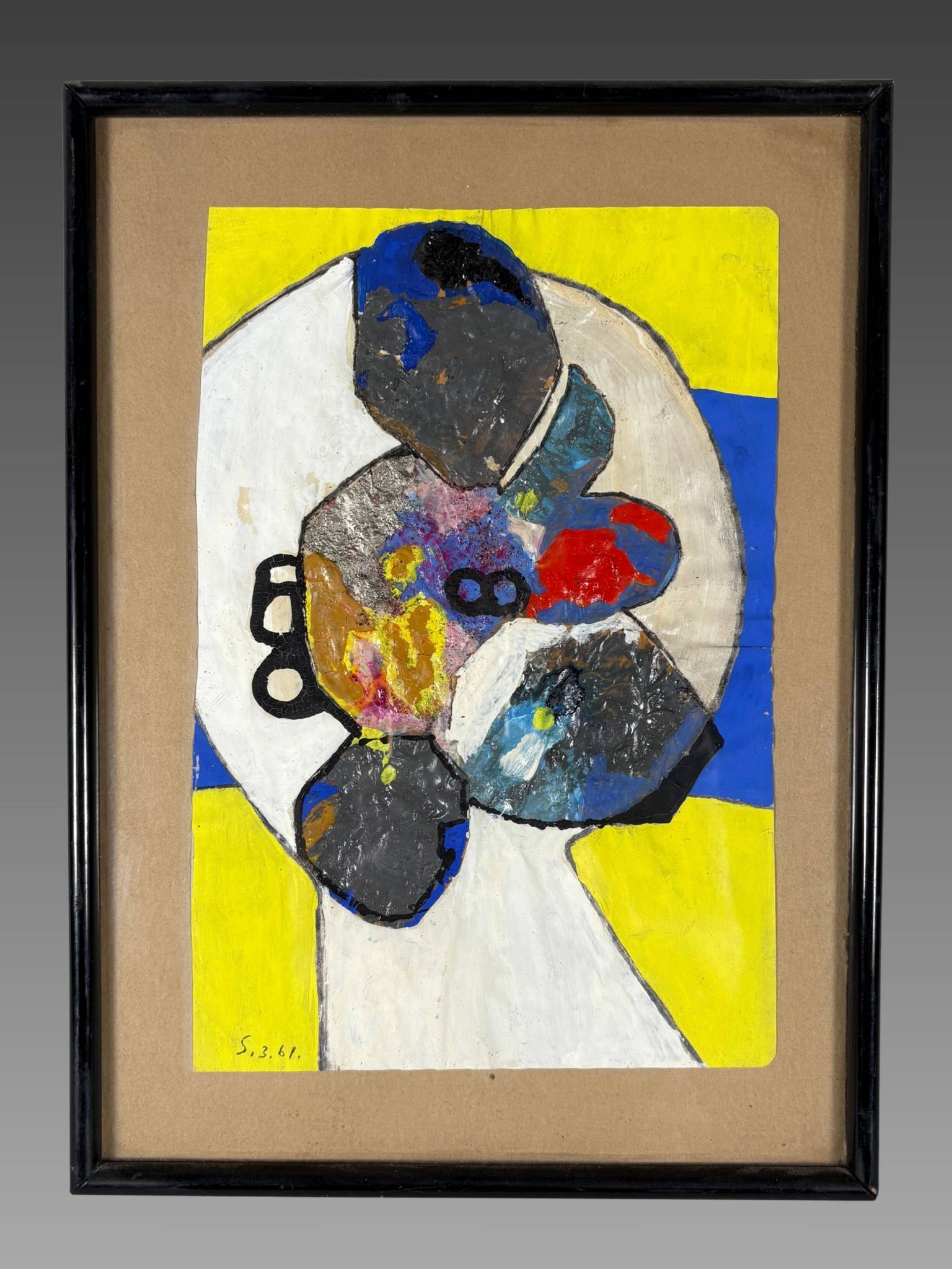 Sonja sekula (1918-1963) oil painting on paper abstract composition