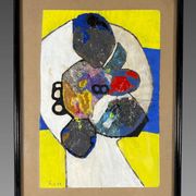 Sonja sekula (1918-1963) oil painting on paper abstract composition
